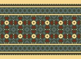 Pixel Kreuz Stich traditionell ethnisch Muster Paisley Blume Ikat Hintergrund abstrakt aztekisch afrikanisch indonesisch indisch nahtlos Muster zum Stoff drucken Stoff Kleid Teppich Vorhänge und Sarong vektor