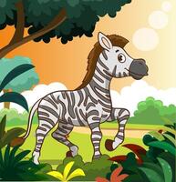 Vektor Illustration von ein Zebra auf ein isoliert Hintergrund, gemacht im Karikatur Stil