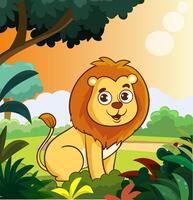 Vektor Illustration von süß Löwe Karikatur Charakter auf Weiß Hintergrund