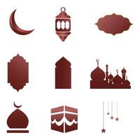 einstellen von islamisch gestalten Illustration. Silhouette von islamisch Abzeichen Vektor