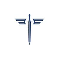 Schwert Flügel Logo Symbol Vektor Illustration Design