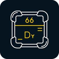 dysprosium linje gul vit ikon vektor