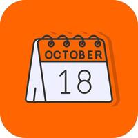 18: e av oktober fylld orange bakgrund ikon vektor