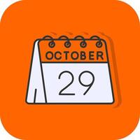 29: e av oktober fylld orange bakgrund ikon vektor