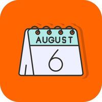 6 .. von August gefüllt Orange Hintergrund Symbol vektor