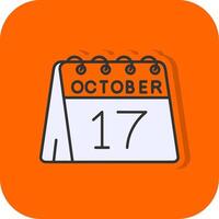 17:e av oktober fylld orange bakgrund ikon vektor