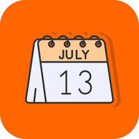 13: e av juli fylld orange bakgrund ikon vektor