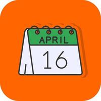 16 .. von April gefüllt Orange Hintergrund Symbol vektor