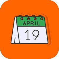 19:e av april fylld orange bakgrund ikon vektor