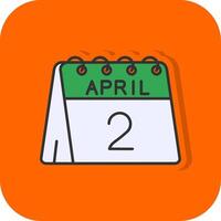 2 .. von April gefüllt Orange Hintergrund Symbol vektor