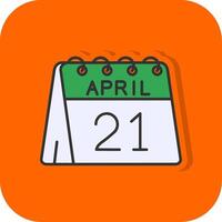 21 .. von April gefüllt Orange Hintergrund Symbol vektor