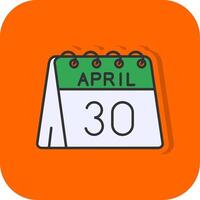 30:e av april fylld orange bakgrund ikon vektor