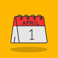 1:a av april fylld skugga ikon vektor