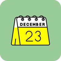 23: e av december fylld gul ikon vektor