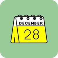 28: e av december fylld gul ikon vektor