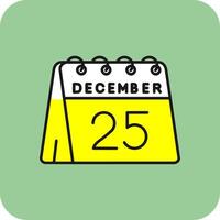 25 von Dezember gefüllt Gelb Symbol vektor