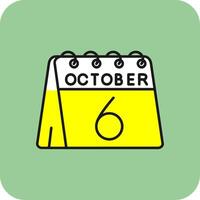 6:e av oktober fylld gul ikon vektor