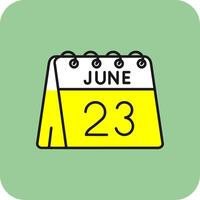 23: e av juni fylld gul ikon vektor