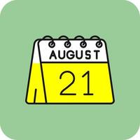 21:e av augusti fylld gul ikon vektor