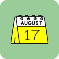 17:e av augusti fylld gul ikon vektor