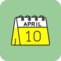 10:e av april fylld gul ikon vektor