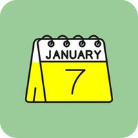 7 .. von Januar gefüllt Gelb Symbol vektor