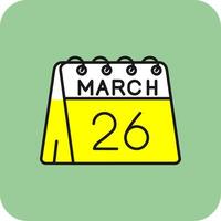 26 .. von März gefüllt Gelb Symbol vektor