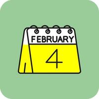 4 .. von Februar gefüllt Gelb Symbol vektor