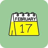 17 .. von Februar gefüllt Gelb Symbol vektor