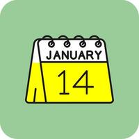 14:e av januari fylld gul ikon vektor