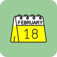 18: e av februari fylld gul ikon vektor