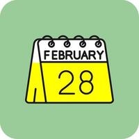 28 .. von Februar gefüllt Gelb Symbol vektor