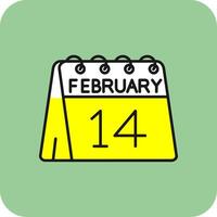 14:e av februari fylld gul ikon vektor