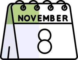 8 .. von November gefüllt Hälfte Schnitt Symbol vektor