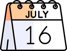 16 .. von Juli gefüllt Hälfte Schnitt Symbol vektor