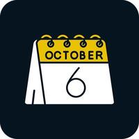 6:e av oktober glyf två Färg ikon vektor