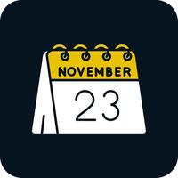 23: e av november glyf två Färg ikon vektor
