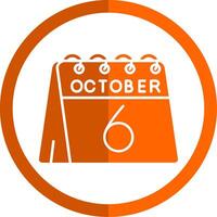 6:e av oktober glyf orange cirkel ikon vektor