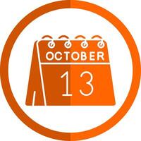 13: e av oktober glyf orange cirkel ikon vektor
