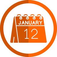 12th av januari glyf orange cirkel ikon vektor
