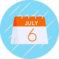 6:e av juli platt blå cirkel ikon vektor