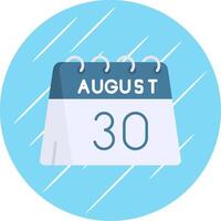 30:e av augusti platt blå cirkel ikon vektor