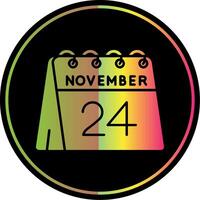 24:e av november glyf på grund av Färg ikon vektor
