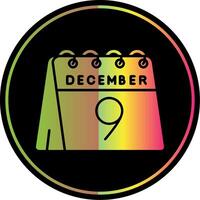 9:e av december glyf på grund av Färg ikon vektor