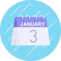 3:e av januari platt blå cirkel ikon vektor