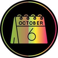 6:e av oktober glyf på grund av Färg ikon vektor