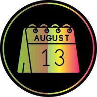 13: e av augusti glyf på grund av Färg ikon vektor