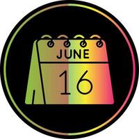 16: e av juni glyf på grund av Färg ikon vektor