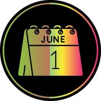 1 von Juni Glyphe fällig Farbe Symbol vektor