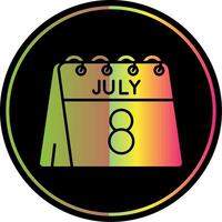 8:e av juli glyf på grund av Färg ikon vektor